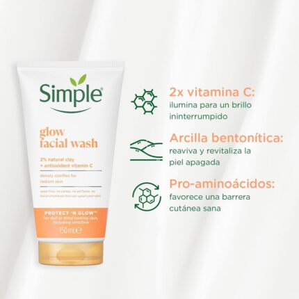 Simple Glow Facial Wash With Vitamins C + Anti-oxidants Protect 'N' Glow 150ml