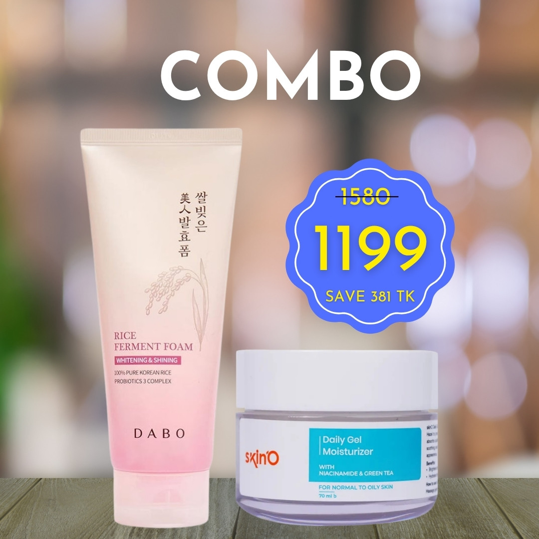 Cleanser & Gel Moisturizer (DABO Rice Ferment Foam 180ml + SkinO Daily Gel Moisturizer 70ml)